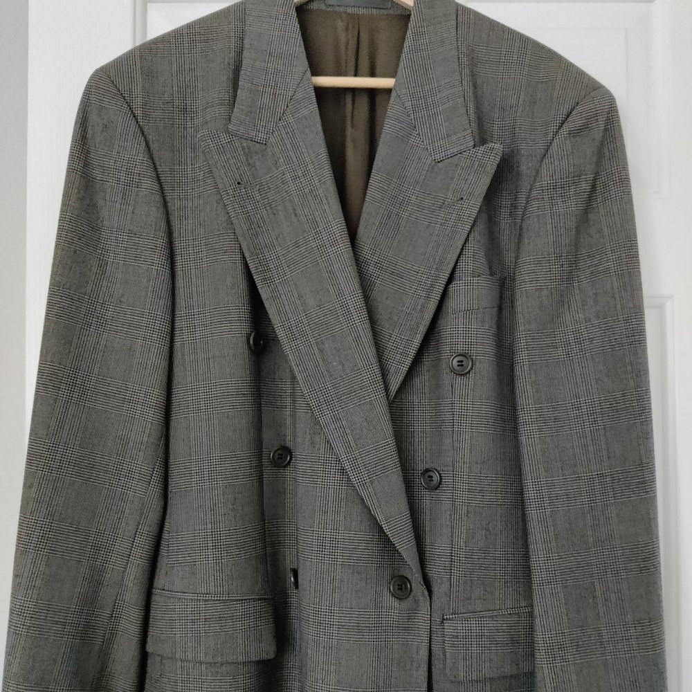 HUGO BOSS MEN'S SLIM FIT GREY WOOL DOUBLE BREASTED SPORT COAT 44R